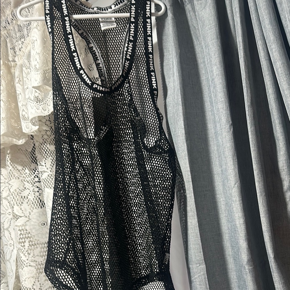 PINK Victoria's Secret Black Mesh Tank